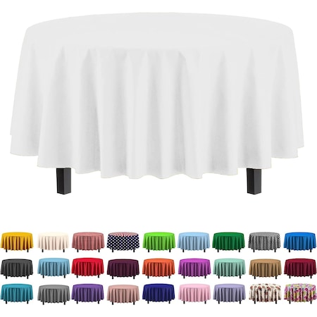 Monarch Brands 120in White Tablecloths - Round, 12PK TL-120-WHT-CS